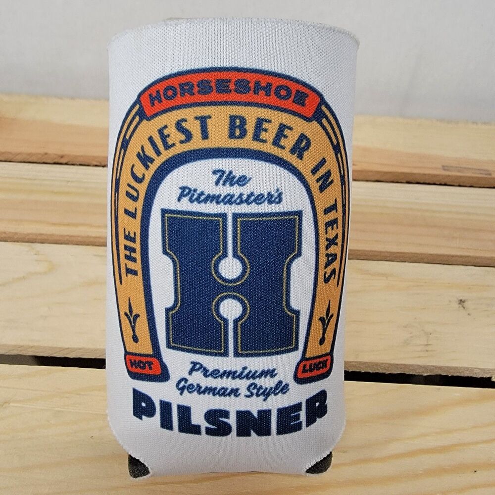 Horseshoe Pilsner Can Koozie White